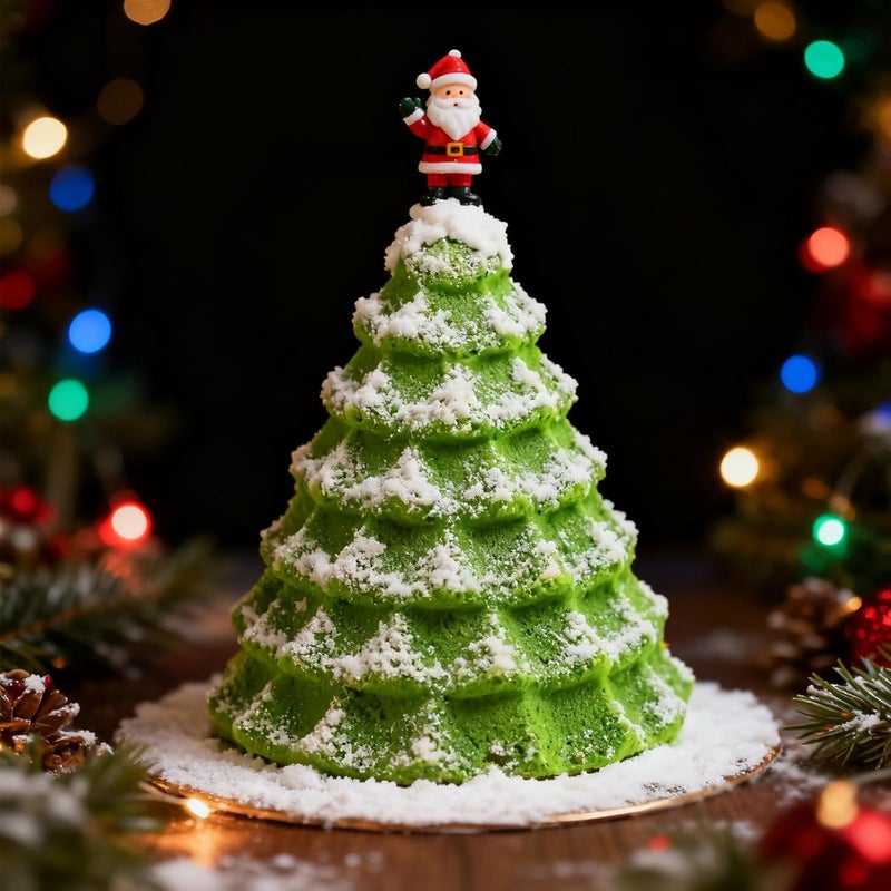 LLPMutu 3D Christmas Tree Silicone Molds Large Christmas Molds Xmas Tree Pan Silicone Mold 8-Cavity Christmas Cake Mold for Mousse Cake Muffin Baking Jello Chocolate Ice Cube Soap Candle Lotion Bar Bath Bomb - Image 2